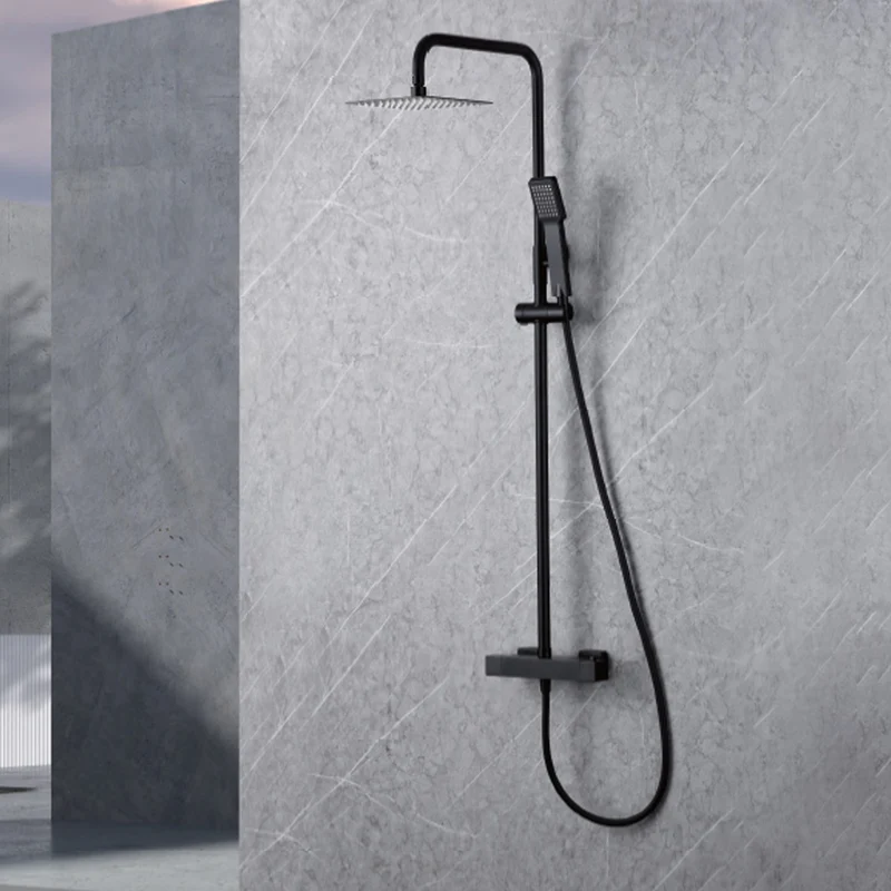 Denver | Columna de ducha con grifo termostatico | Rociador Cuadrado acero inox. S.304 20x20 cm | Extraplano Antical