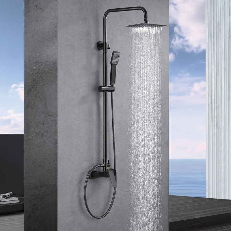 Denver | Columna de ducha con grifo monomando | Rociador Cuadrado acero inox. S.304 20x20 cm | Extraplano Antical