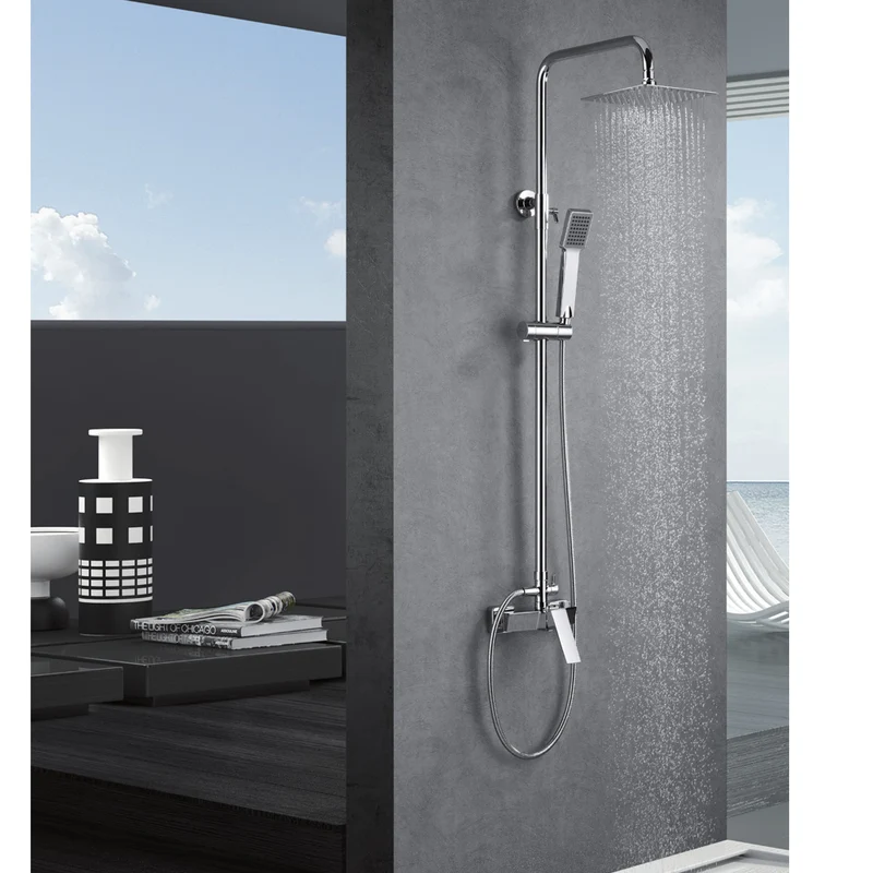 Denver | Columna de ducha con grifo monomando | Rociador Cuadrado acero inox. S.304 20x20 cm | Extraplano Antical