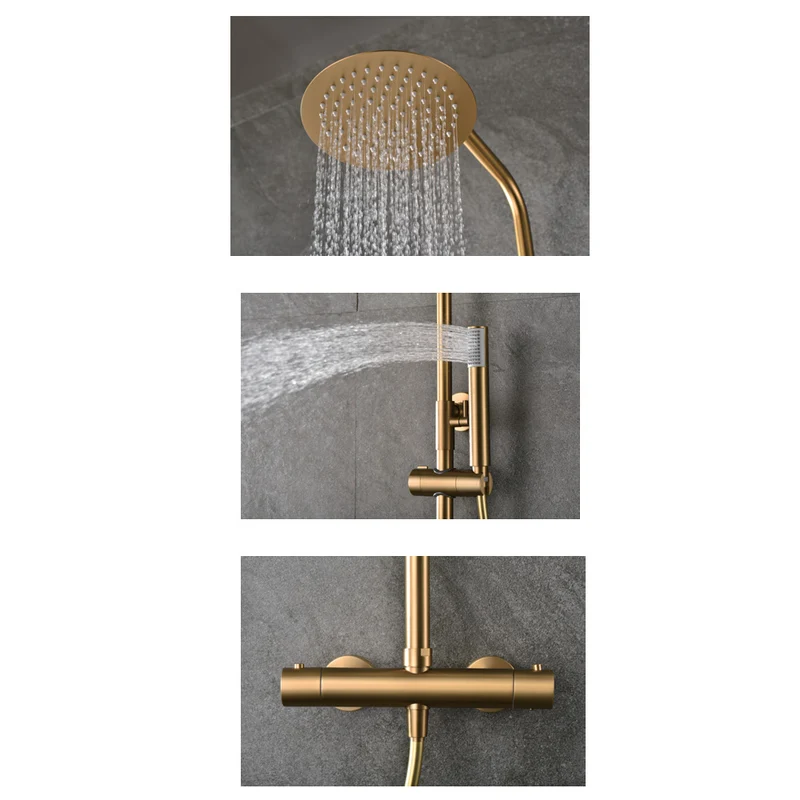 Chicago | Columna de ducha con grifo termostatico | Rociador Redondo acero inox. S.304 Ø20 cm | Extraplano Antical