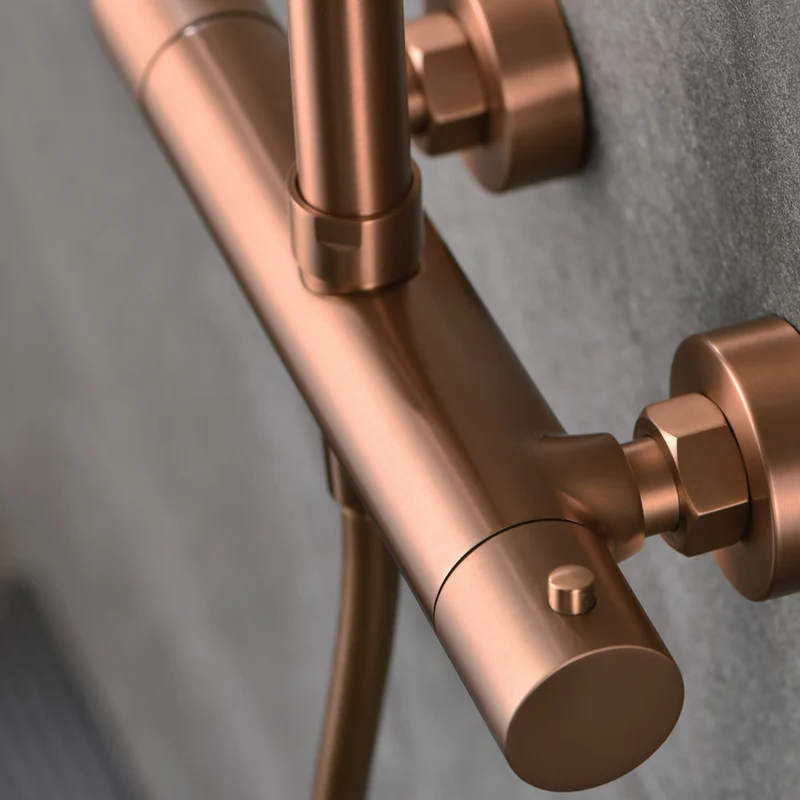 Chicago | Columna de ducha con grifo termostatico | Rociador Redondo acero inox. S.304 Ø20 cm | Extraplano Antical