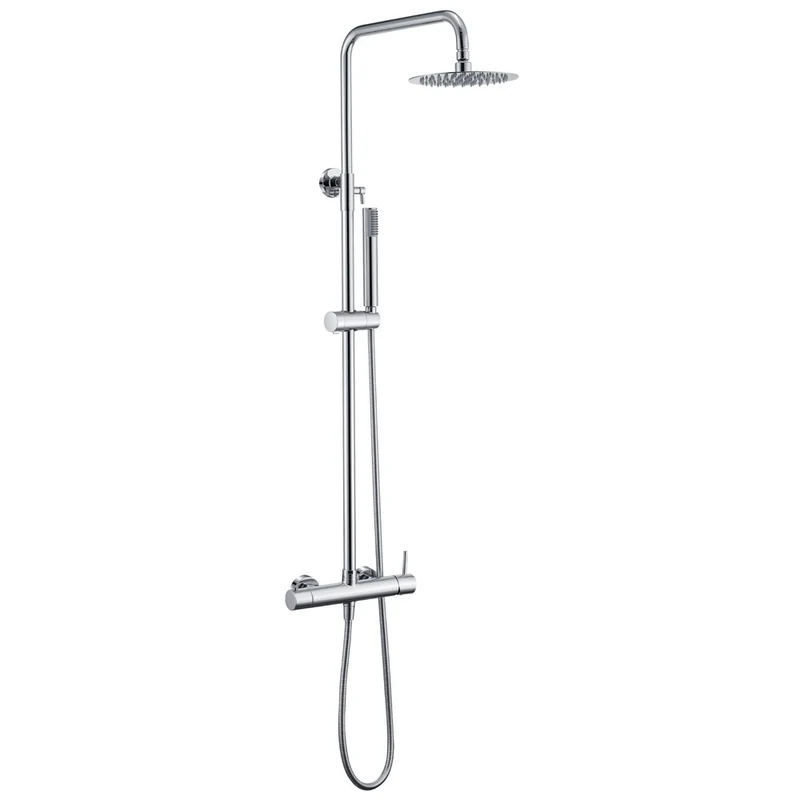 Chicago | Columna de ducha con grifo monomando | Rociador Redondo acero inox. S.304 Ø20 cm | Extraplano Antical