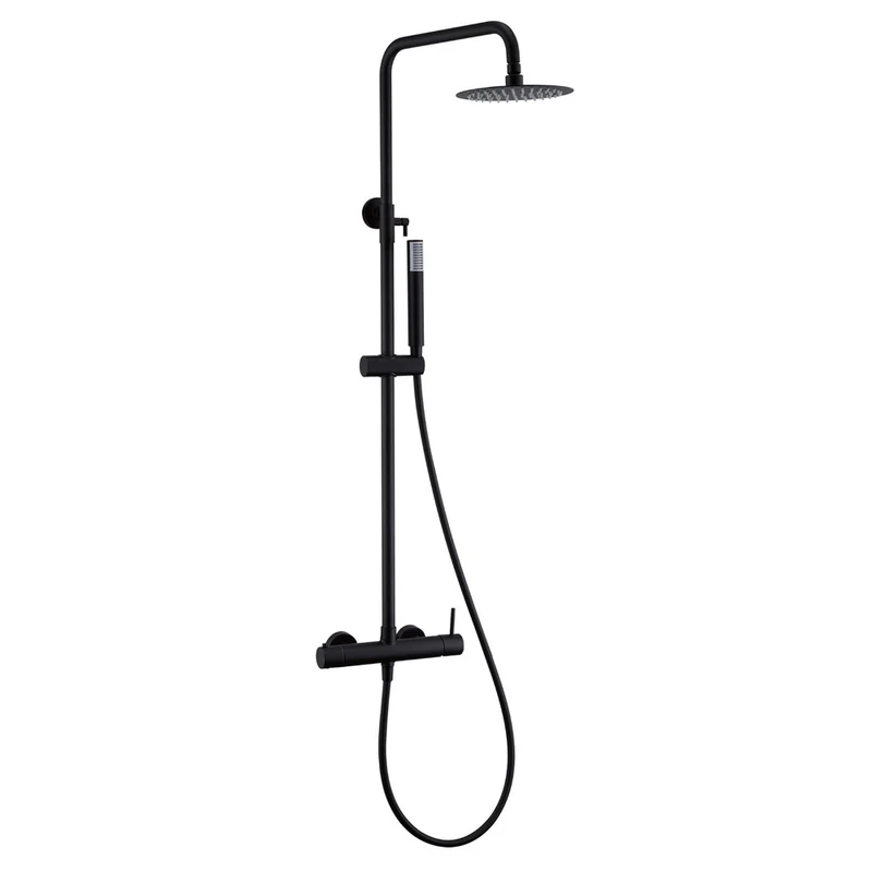 Chicago | Columna de ducha con grifo monomando | Rociador Redondo acero inox. S.304 Ø20 cm | Extraplano Antical