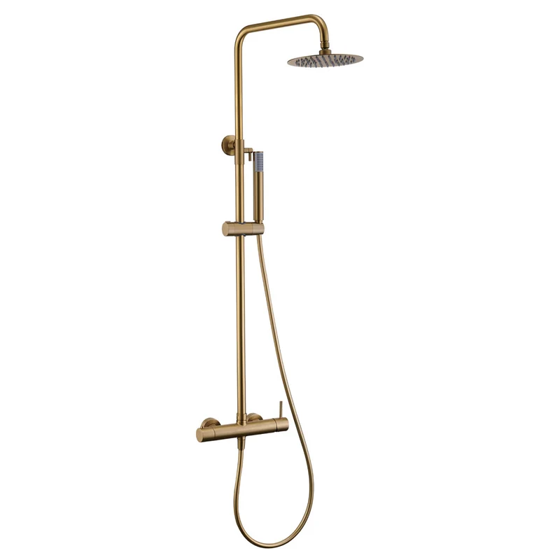 Chicago | Columna de ducha con grifo monomando | Rociador Redondo acero inox. S.304 Ø20 cm | Extraplano Antical