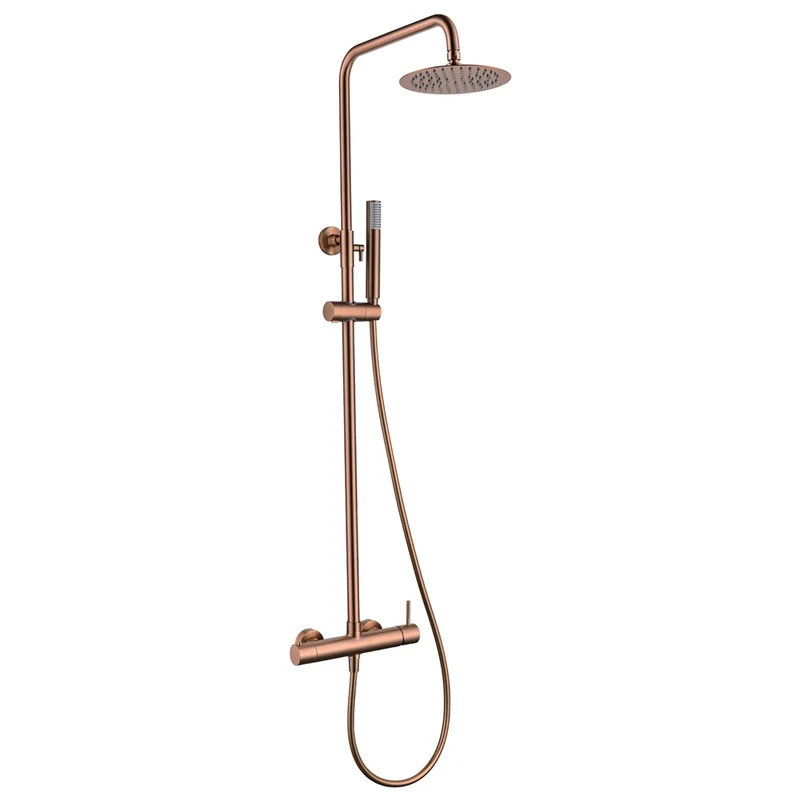 Chicago | Columna de ducha con grifo monomando | Rociador Redondo acero inox. S.304 Ø20 cm | Extraplano Antical