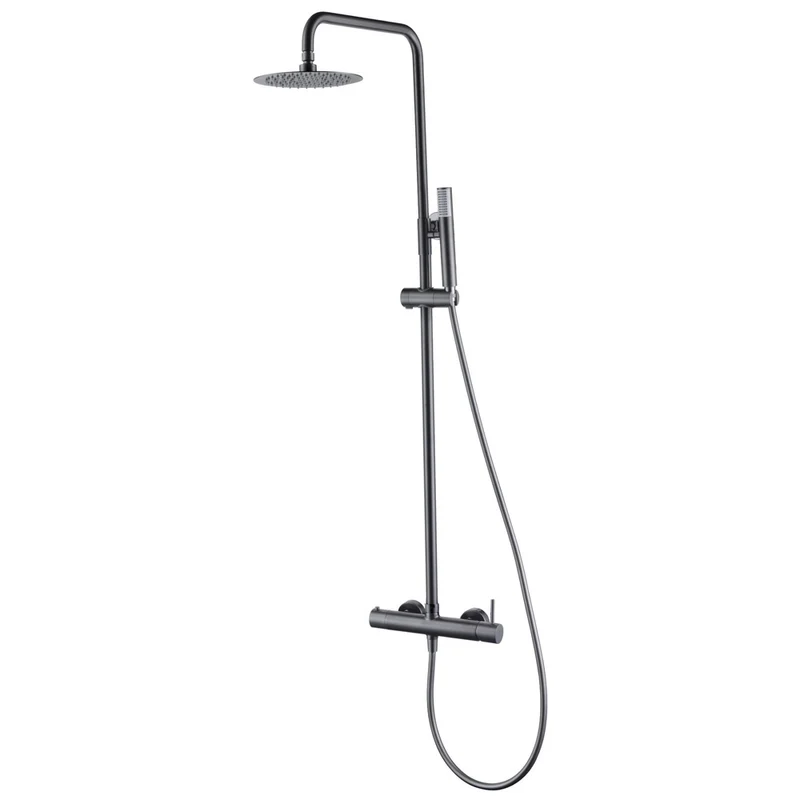 Chicago | Columna de ducha con grifo monomando | Rociador Redondo acero inox. S.304 Ø20 cm | Extraplano Antical