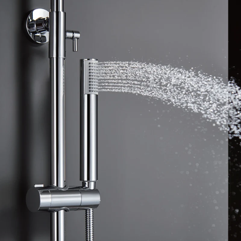 Chicago | Columna de ducha con grifo monomando | Rociador Redondo acero inox. S.304 Ø20 cm | Extraplano Antical