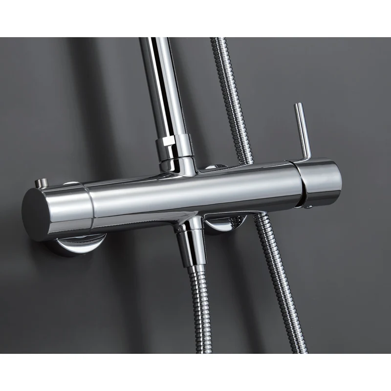 Chicago | Columna de ducha con grifo monomando | Rociador Redondo acero inox. S.304 Ø20 cm | Extraplano Antical