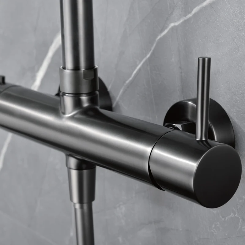 Chicago | Columna de ducha con grifo monomando | Rociador Redondo acero inox. S.304 Ø20 cm | Extraplano Antical