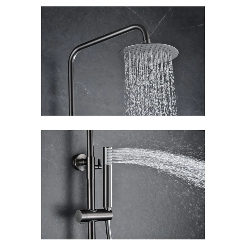 Chicago | Columna de ducha con grifo monomando | Rociador Redondo acero inox. S.304 Ø20 cm | Extraplano Antical