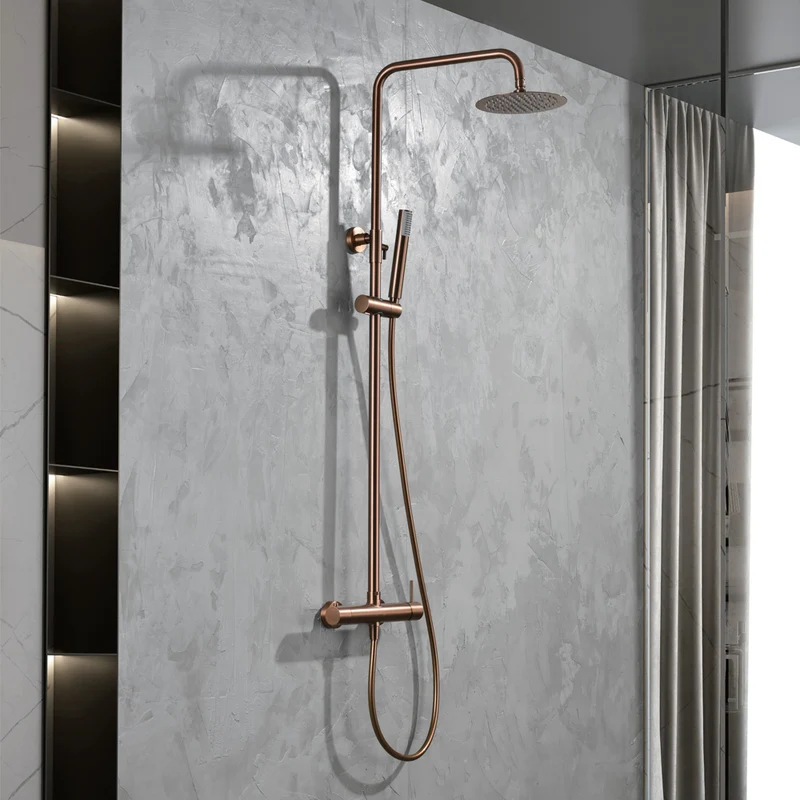 Chicago | Columna de ducha con grifo monomando | Rociador Redondo acero inox. S.304 Ø20 cm | Extraplano Antical