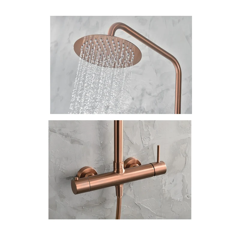 Chicago | Columna de ducha con grifo monomando | Rociador Redondo acero inox. S.304 Ø20 cm | Extraplano Antical