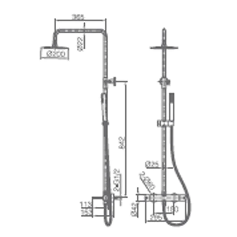 Chicago | Columna de ducha con grifo monomando | Rociador Redondo acero inox. S.304 Ø20 cm | Extraplano Antical