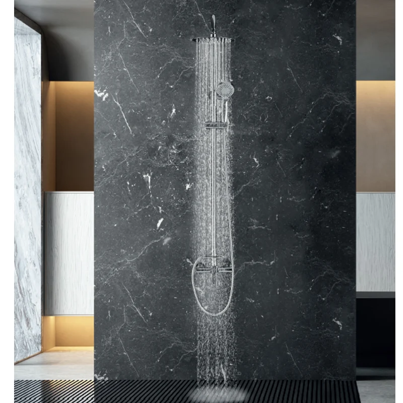 Seattle | Columna de ducha con grifo monomando | Rociador Redondo acero inox. S.304 Ø20 cm | Extraplano Antical