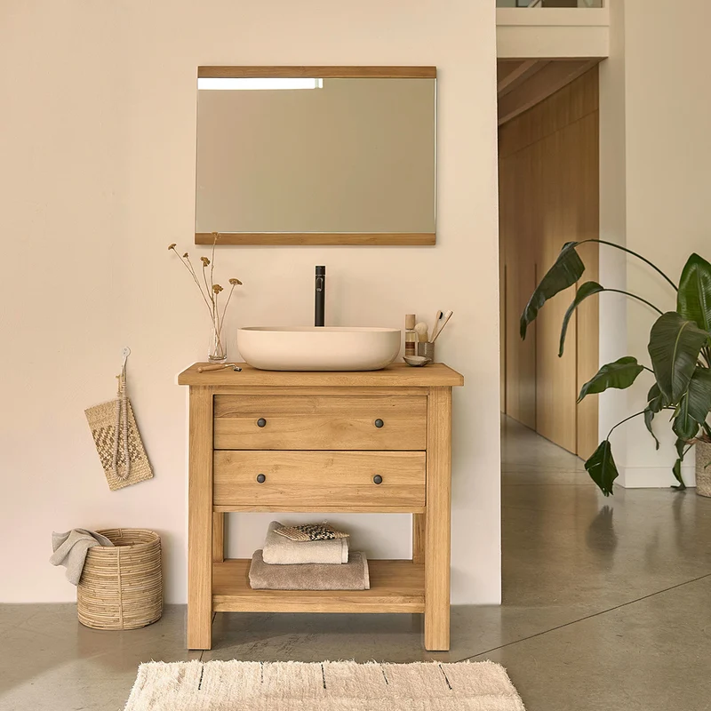 Espejo de teca maciza reciclada 80x60 cm