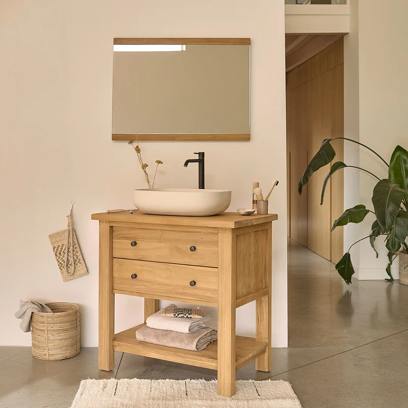 Mueble de lavabo de teca maciza reciclada 82 cm