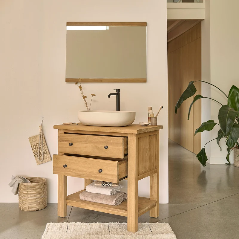 Mueble de lavabo de teca maciza reciclada 82 cm
