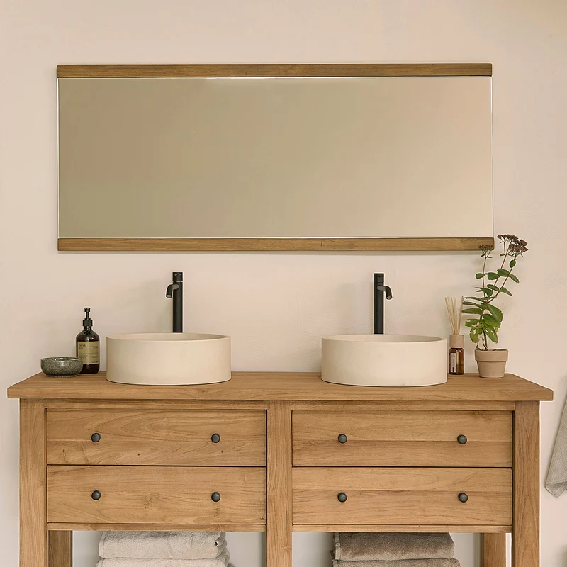 Espejo de teca maciza reciclada 140x60 cm