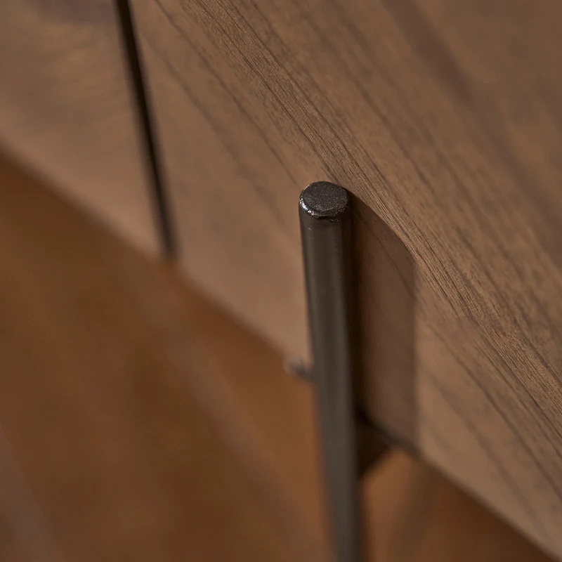 Mueble de TV de mindi macizo y metal acabado nogal 160 cm