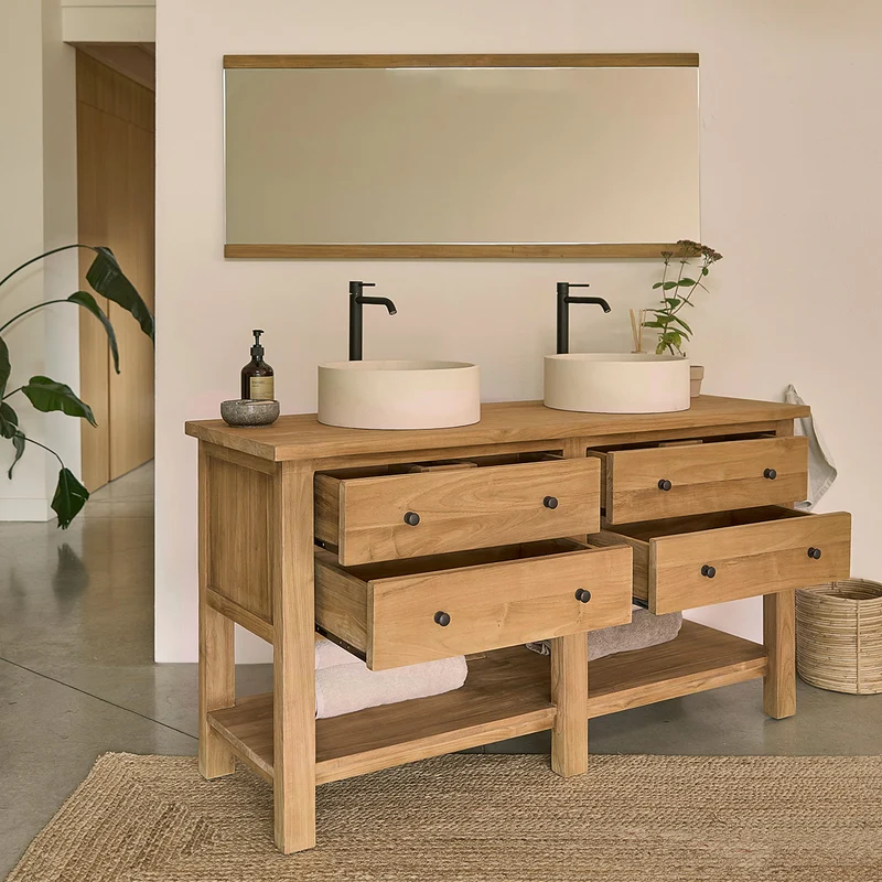Mueble de baño de teca maciza 150 cm