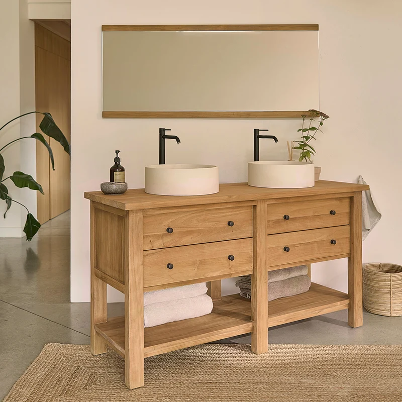 Mueble de baño de teca maciza 150 cm