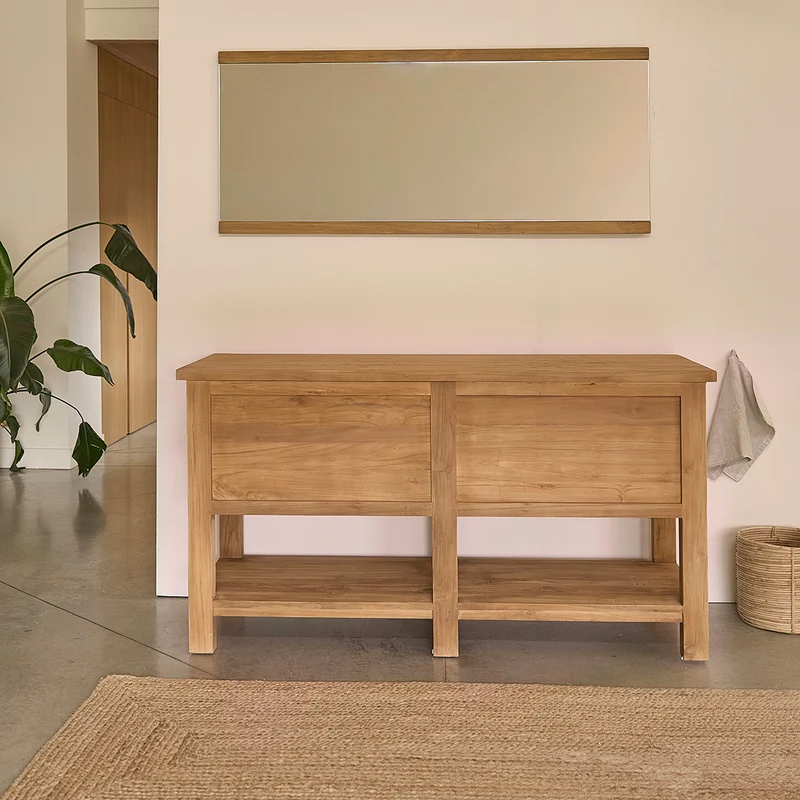 Mueble de baño de teca maciza 150 cm