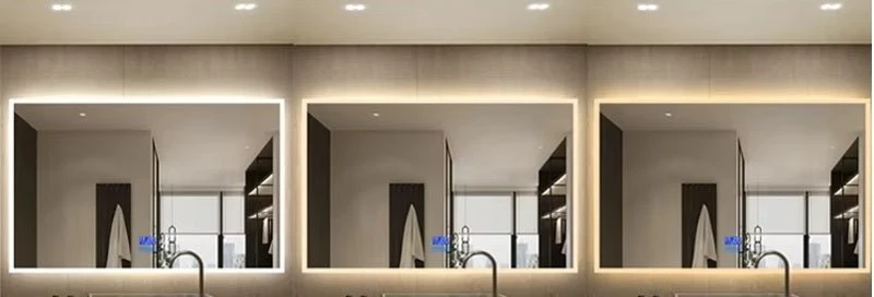 Espejo de baño rectangular con luz led 3 colores y antivaho