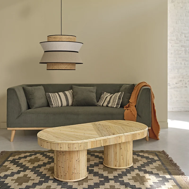 Mesa de centro de caña de ratán 120 cm