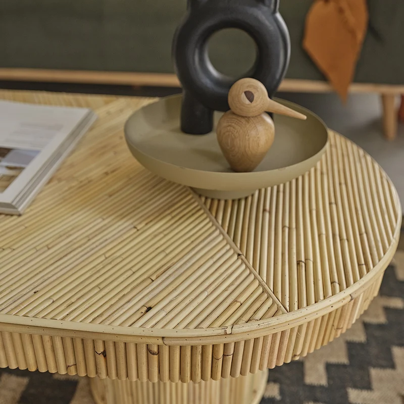 Mesa de centro de caña de ratán 120 cm