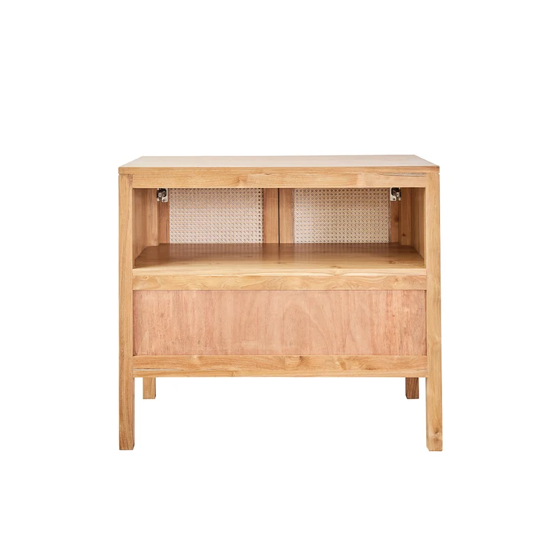 Mueble de lavabo de teca maciza y rejilla 90 cm