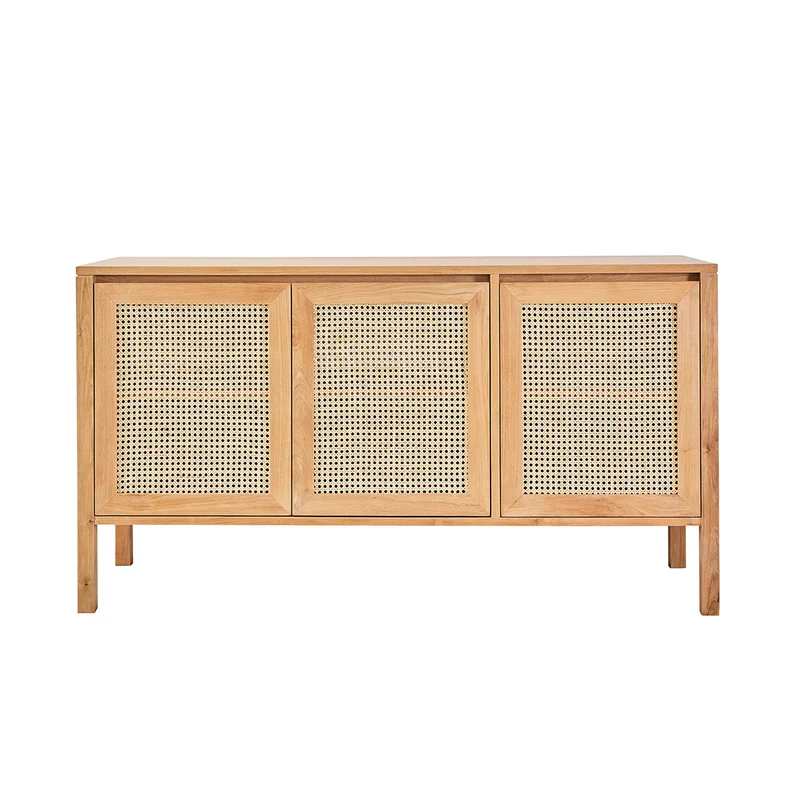 Mueble de lavabo de teca maciza y rejilla 145 cm