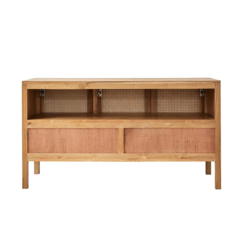 Mueble de lavabo de teca maciza y rejilla 145 cm