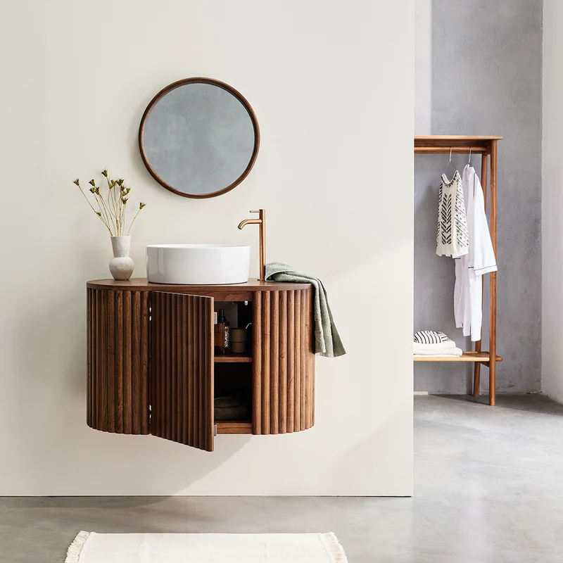 Mueble de lavabo de mindi macizo suspendido 90 cm