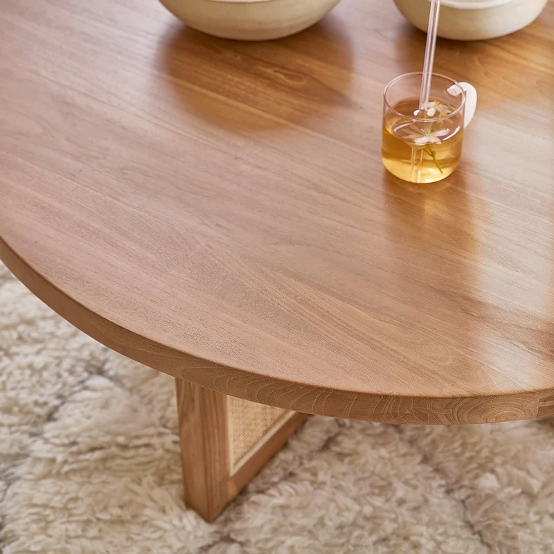 Mesa de centro de teca maciza pata rejilla Ø 100 cm