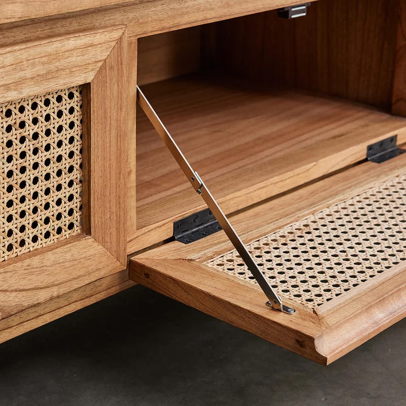 Mueble de TV de mindi macizo y rejilla 160 cm
