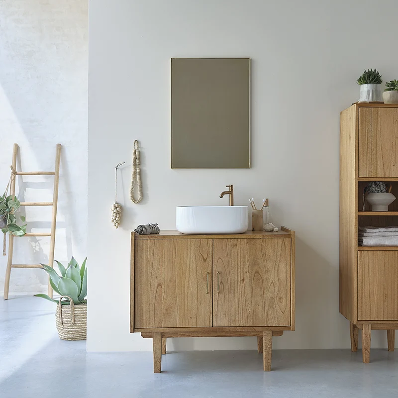 Mueble de lavabo de mindi macizo 90 cm