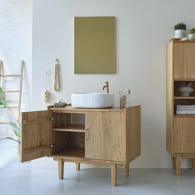 Mueble de lavabo de mindi macizo 90 cm
