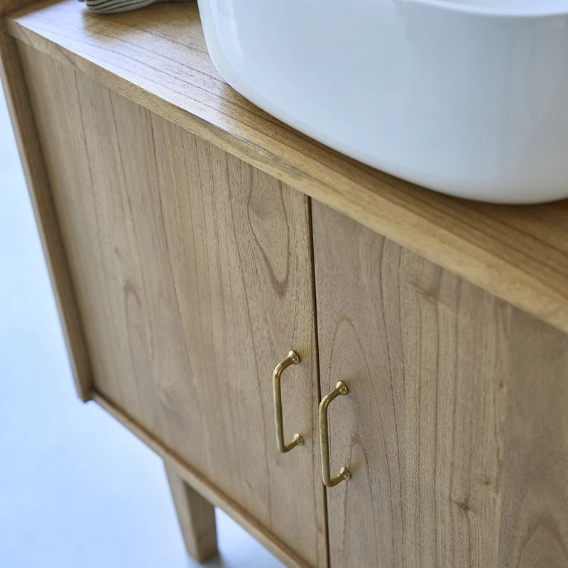 Mueble de lavabo de mindi macizo 90 cm