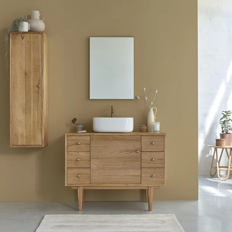 Mueble de lavabo de mindi macizo 100 cm