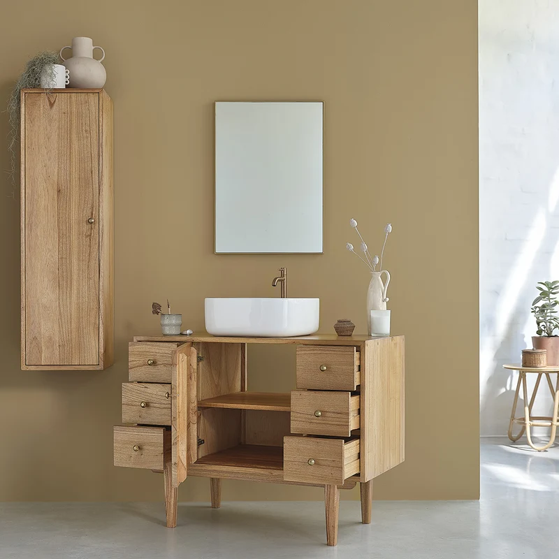 Mueble de lavabo de mindi macizo 100 cm