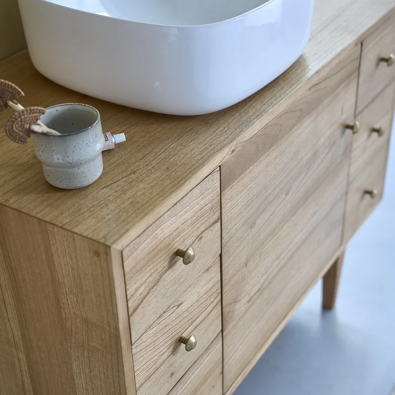 Mueble de lavabo de mindi macizo 100 cm