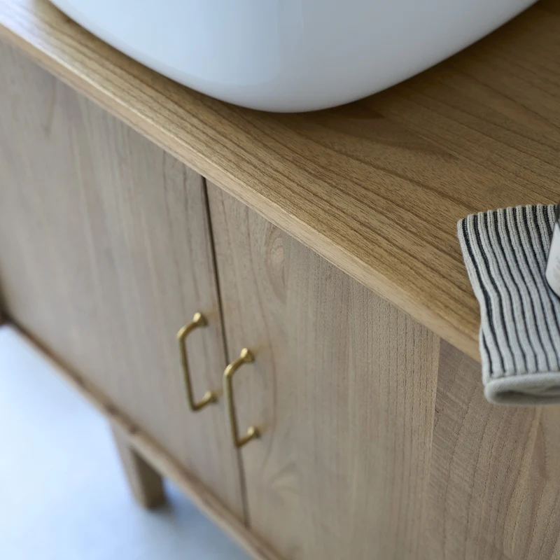Mueble de lavabo de mindi macizo 135 cm