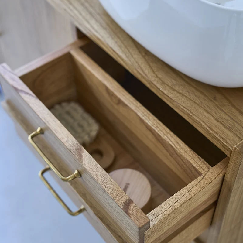 Mueble de lavabo de mindi macizo 135 cm