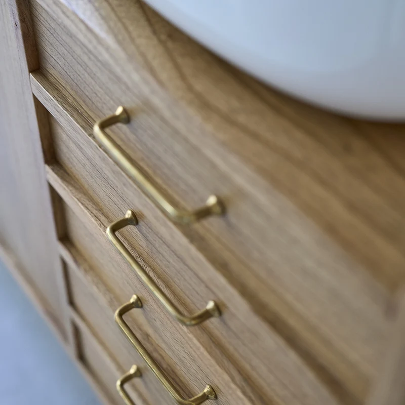 Mueble de lavabo de mindi macizo 135 cm