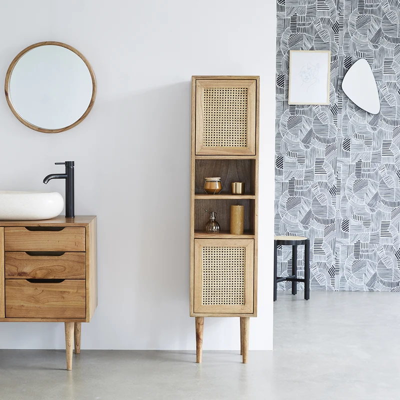 Columna de baño de mindi macizo y rejilla 150 cm