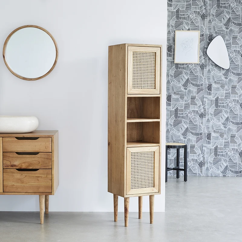Columna de baño de mindi macizo y rejilla 150 cm