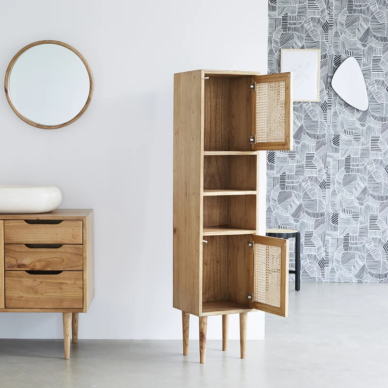 Columna de baño de mindi macizo y rejilla 150 cm