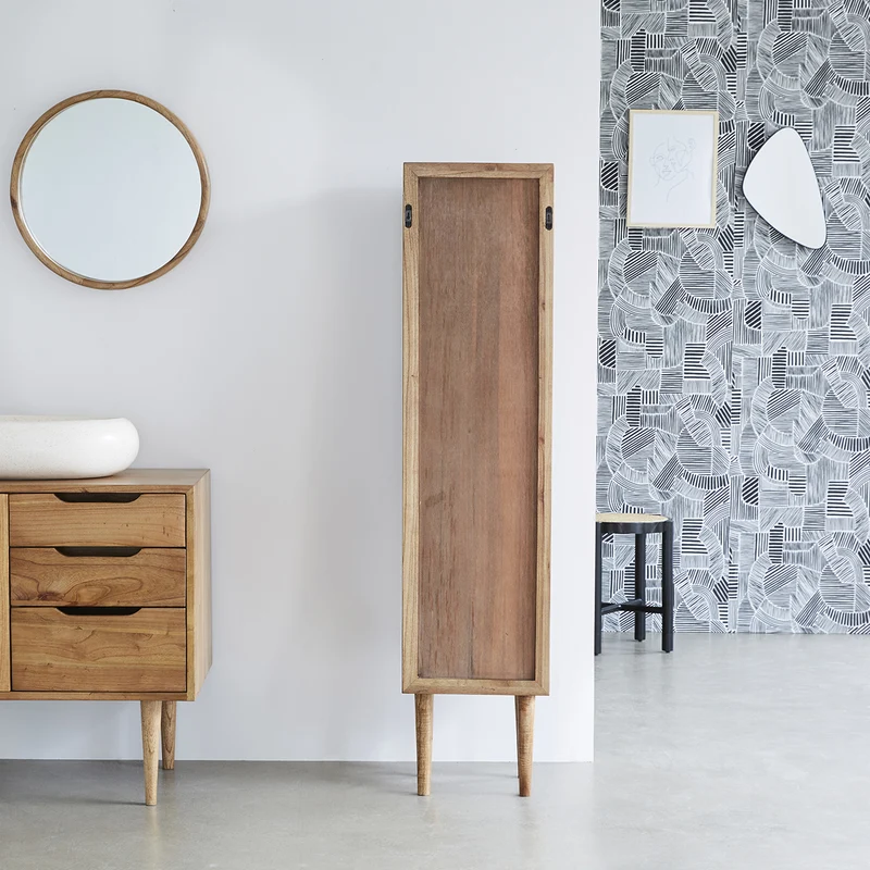 Columna de baño de mindi macizo y rejilla 150 cm