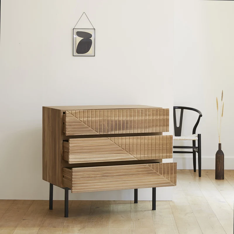 Cómoda de teca maciza 95 cm