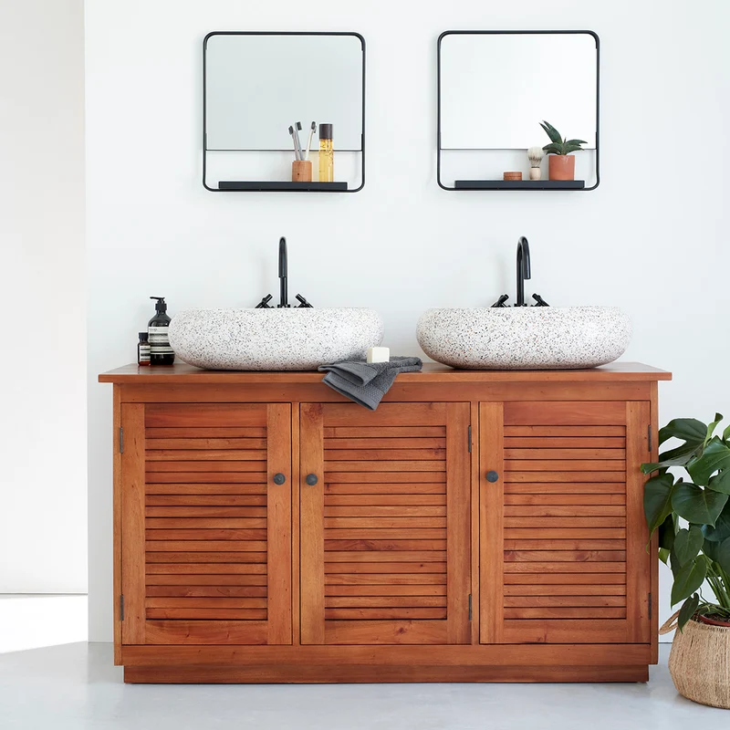 Mueble de lavabo de caoba maciza 140 cm